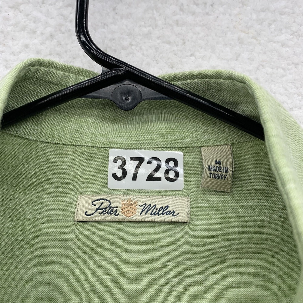 VTG Peter Millar Button Up Shirt Mens Medium M Golf Green Linen Blend Cassique - Picture 13 of 13